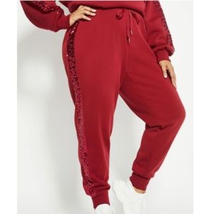 CUTE DEEP RED sequin trim jogger!